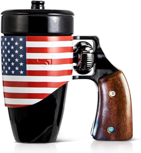Pukomc Gun mug.Ceramic Coffee Mug.Fathers Day Dad Gifts. Birthday Gifts for Men and Women Revolver Coffee Mug for Cappuccino Latte or Hot Tea (16OZ)