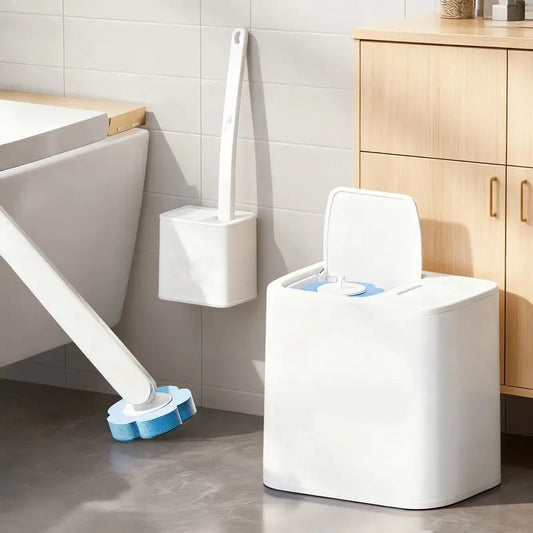 Disposable Toilet Brush Set with Built-In Cleaner & 24 Refills