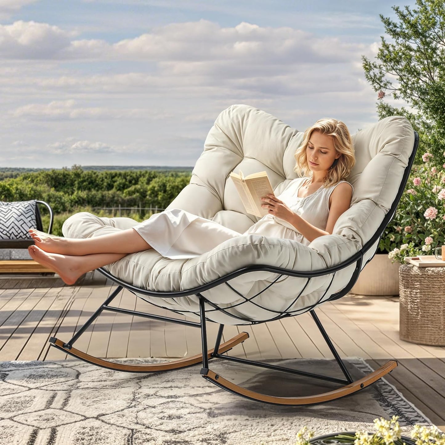 Holixo™Oversized Rocking Papasan Chair