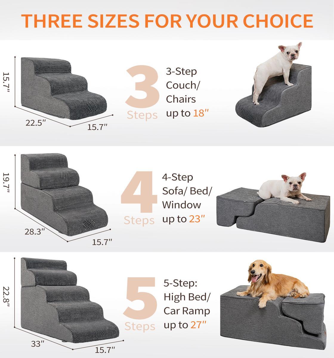 3-5 Step Non-Slip Pet Stairs Suitable for High Bed Climbing