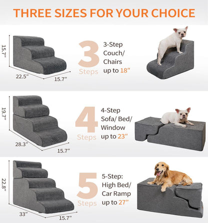 3-5 Step Non-Slip Pet Stairs Suitable for High Bed Climbing