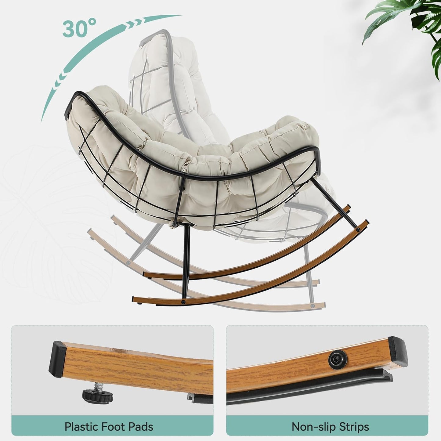 Holixo™Oversized Rocking Papasan Chair