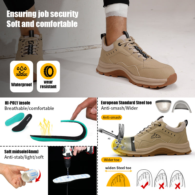 Casual Tan Work Boots | Steel Toe