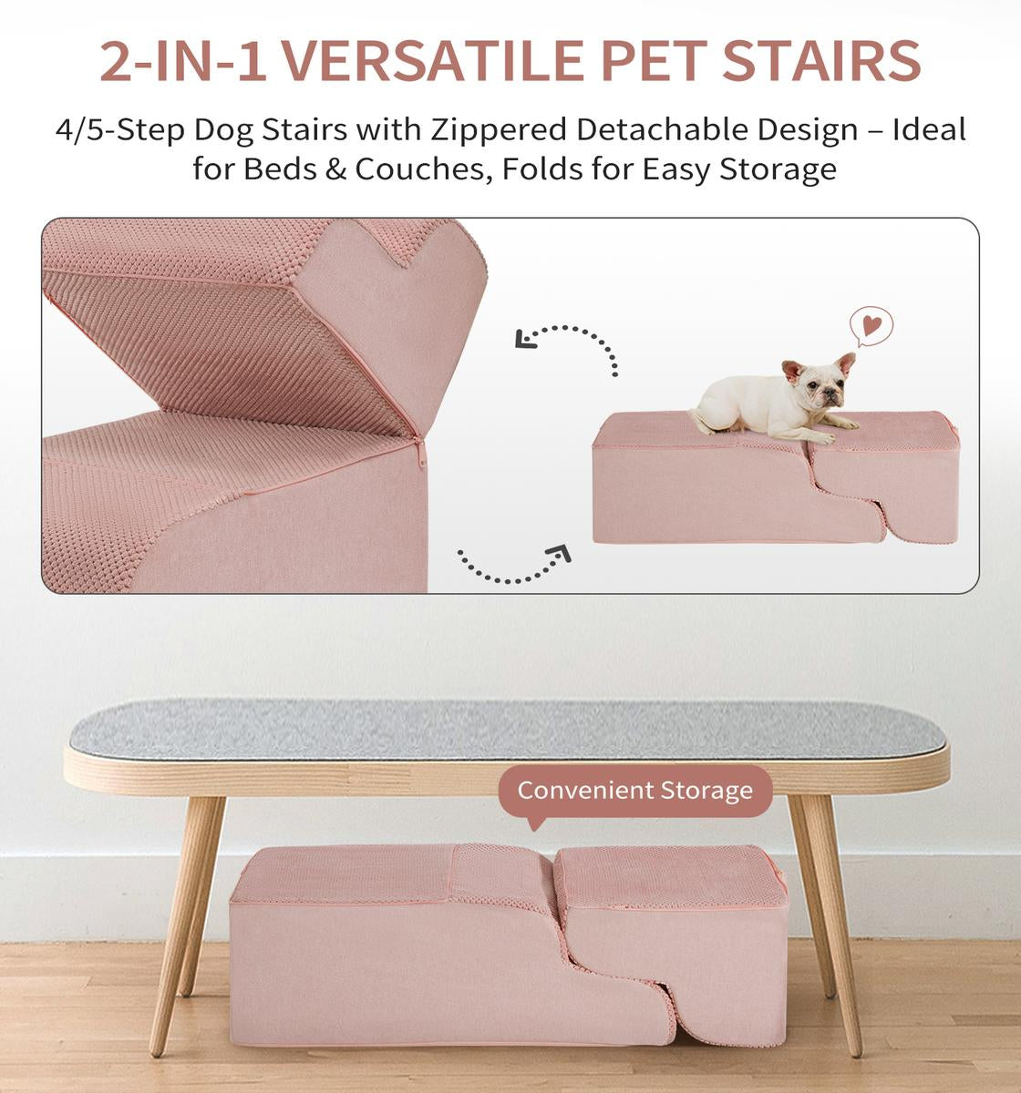 3-5 Step Non-Slip Pet Stairs Suitable for High Bed Climbing