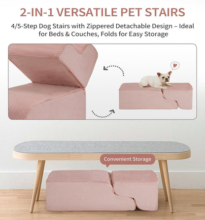 3-5 Step Non-Slip Pet Stairs Suitable for High Bed Climbing