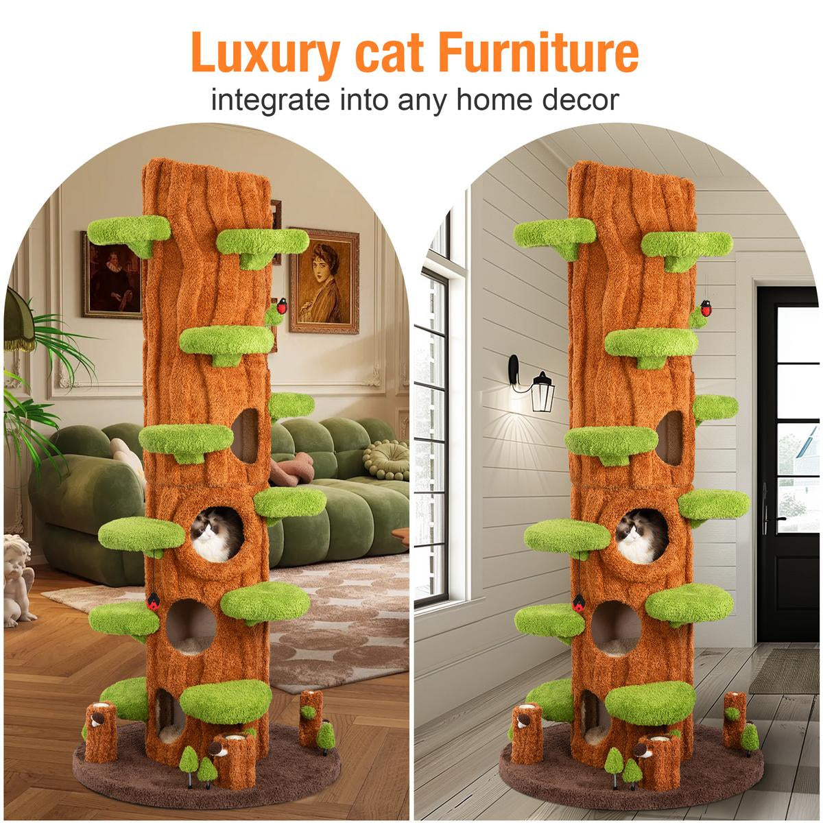 🔥Tall Multifunctional Cat Tree with Private Condos for Indoor