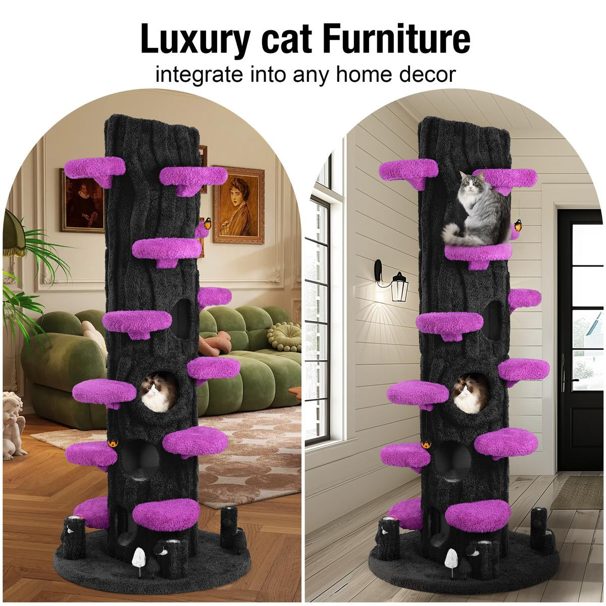 🔥Tall Multifunctional Cat Tree with Private Condos for Indoor