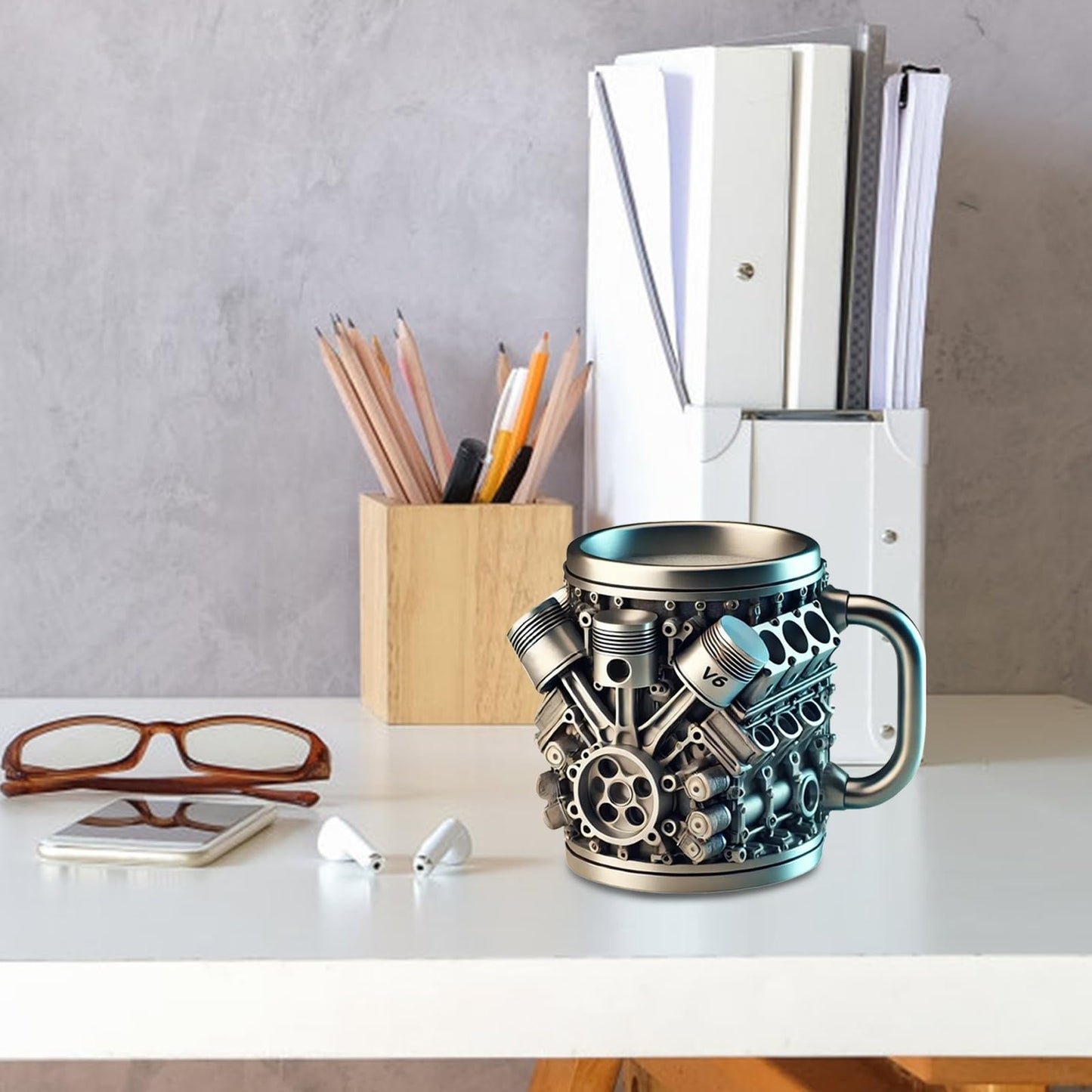 🔥Handcrafted 3D Coffee Cup – Inspired by V8 & V6 Engines