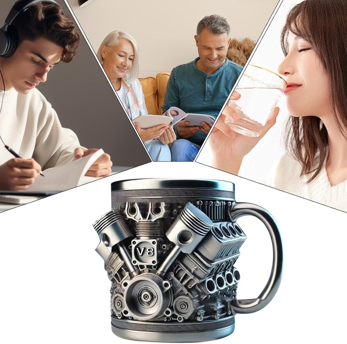 🔥Handcrafted 3D Coffee Cup – Inspired by V8 & V6 Engines