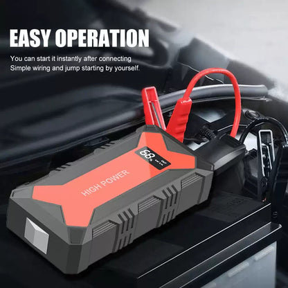 🔋 Car Battery Jump Starter – Portable Power Bank with USB Fast Charger & LED Flashlight 🚗
