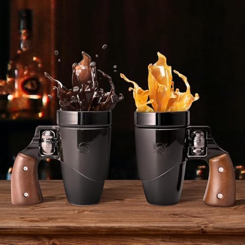 Pukomc Gun mug.Ceramic Coffee Mug.Fathers Day Dad Gifts. Birthday Gifts for Men and Women Revolver Coffee Mug for Cappuccino Latte or Hot Tea (16OZ)