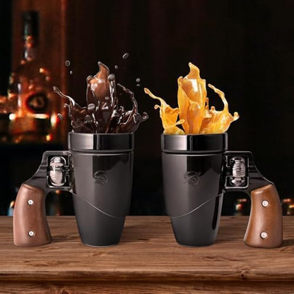 Pukomc Gun mug.Ceramic Coffee Mug.Fathers Day Dad Gifts. Birthday Gifts for Men and Women Revolver Coffee Mug for Cappuccino Latte or Hot Tea (16OZ)