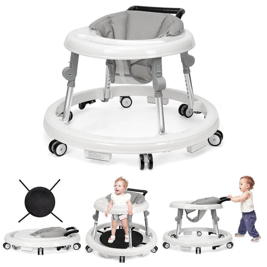 Foldable Baby Walker: 9-Gear Adjustable Height & Silent 360° Wheels