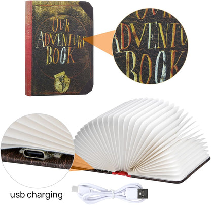 Mini 3D Folding Book Light – White/Yellow/Gradient Modes, ‘Up’-Inspired Gift for Book Lovers
