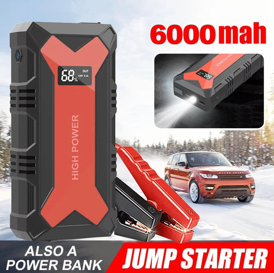 🔋 Car Battery Jump Starter – Portable Power Bank with USB Fast Charger & LED Flashlight 🚗