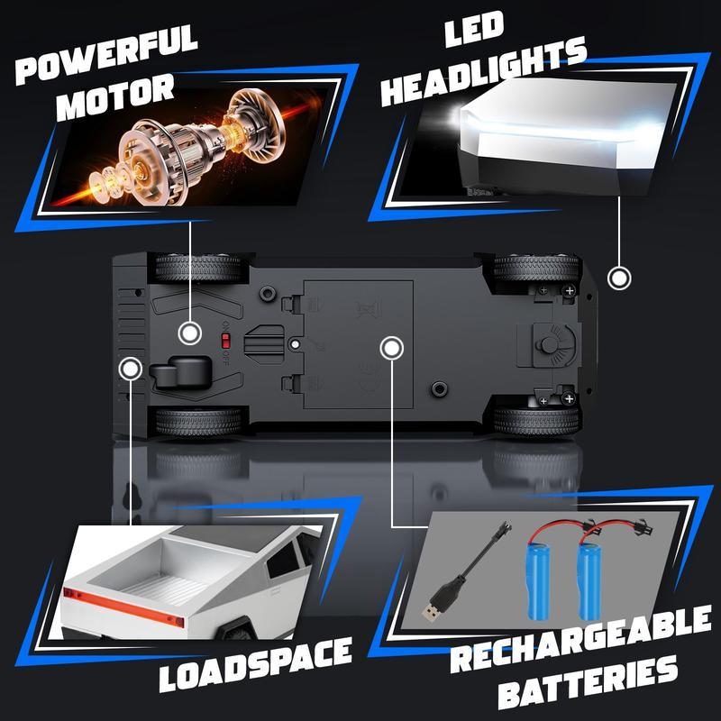 Cyber-Truck RC Pickup | 1/24 Scale Remote Control Car for Kids | Rechargeable Alloy Racing Truck Toy