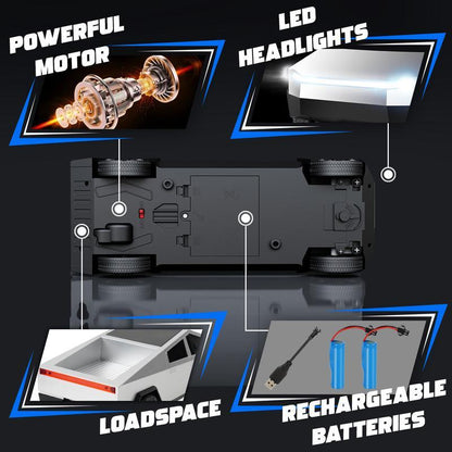 Cyber-Truck RC Pickup | 1/24 Scale Remote Control Car for Kids | Rechargeable Alloy Racing Truck Toy