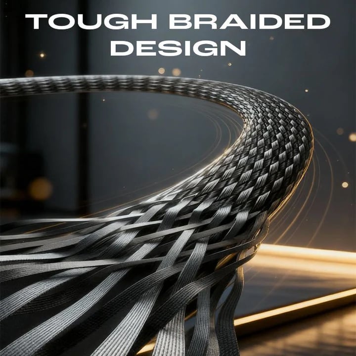 🔥📱240W Braided Fast Charge Cable With Built-in Phone Stand