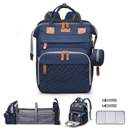 All-in-One Diaper Backpack with Built-in Changing Station & Bassinet