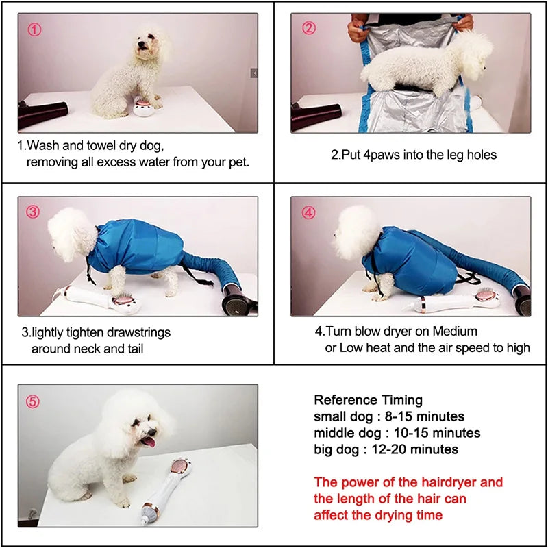 Folding Dog Dry Bag Bath Bathing Tools for Dogs Pet Hair Dryer Blow Bag Cat Drying Bag Pets Cleaning Grooming Accessories