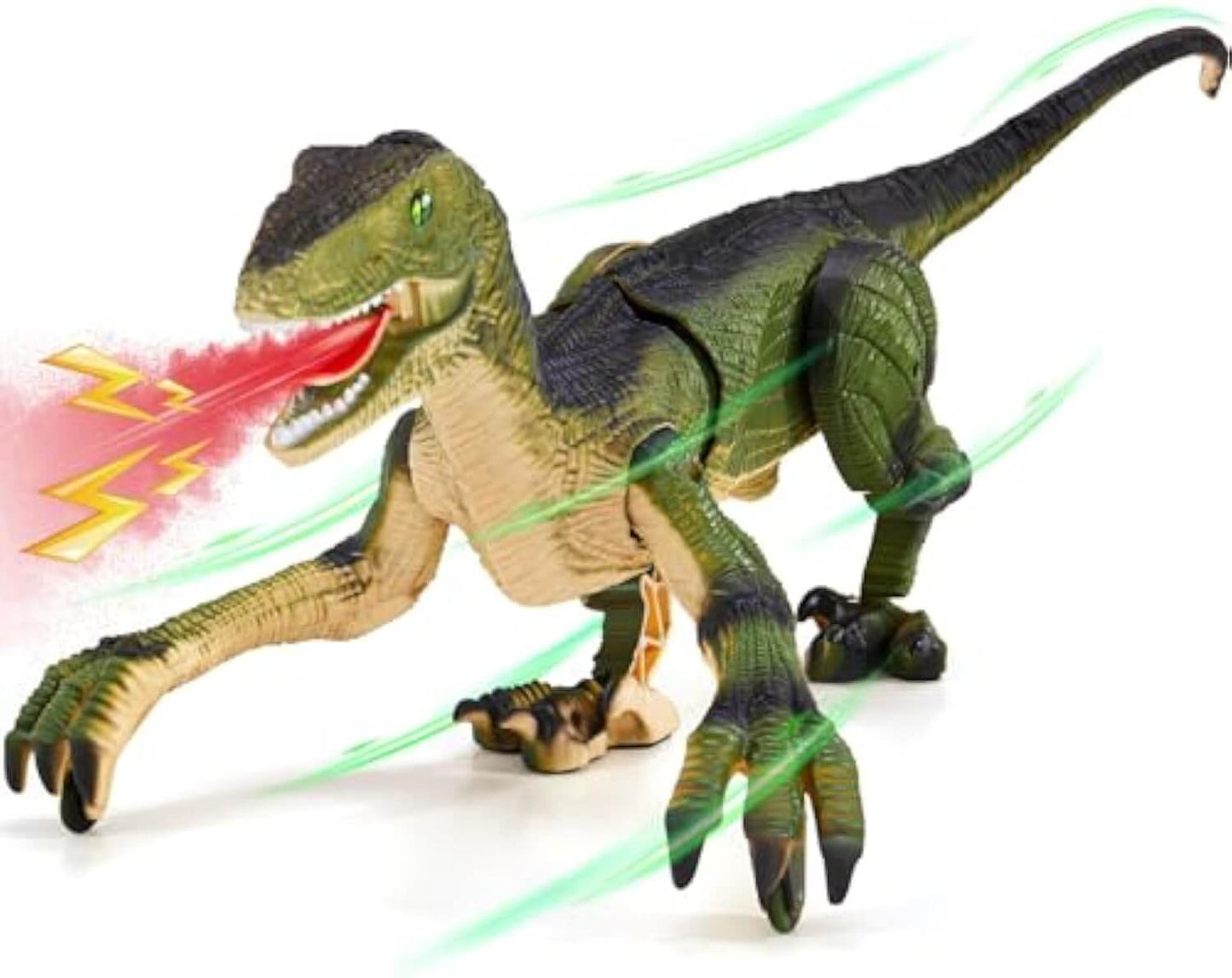 Interactive RC Walking Velociraptor with Mist Spray, Roar & LED Lights