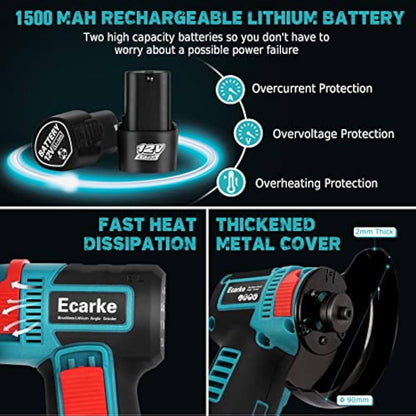 12V Cordless Brushless Mini Angle Grinder Kit (500W)