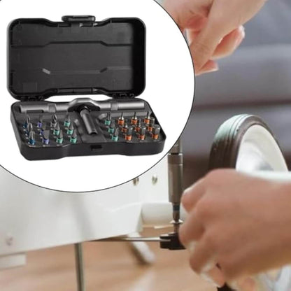 24-in-1 Multi-Angle Ratcheting Screwdriver Set with Magnetic Color-Coded Bits