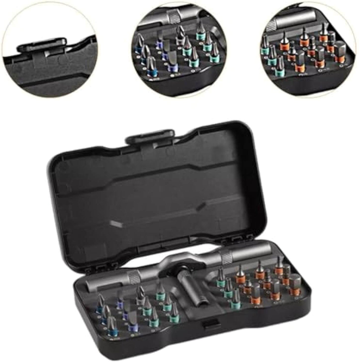24-in-1 Multi-Angle Ratcheting Screwdriver Set with Magnetic Color-Coded Bits
