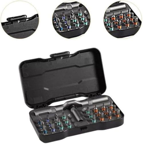 24-in-1 Multi-Angle Ratcheting Screwdriver Set with Magnetic Color-Coded Bits